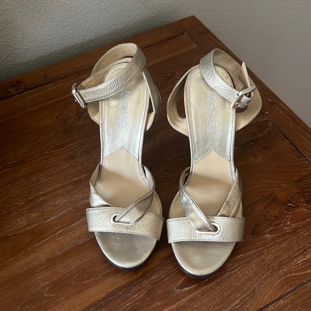 Michael Kors Gold ankle wrap heels